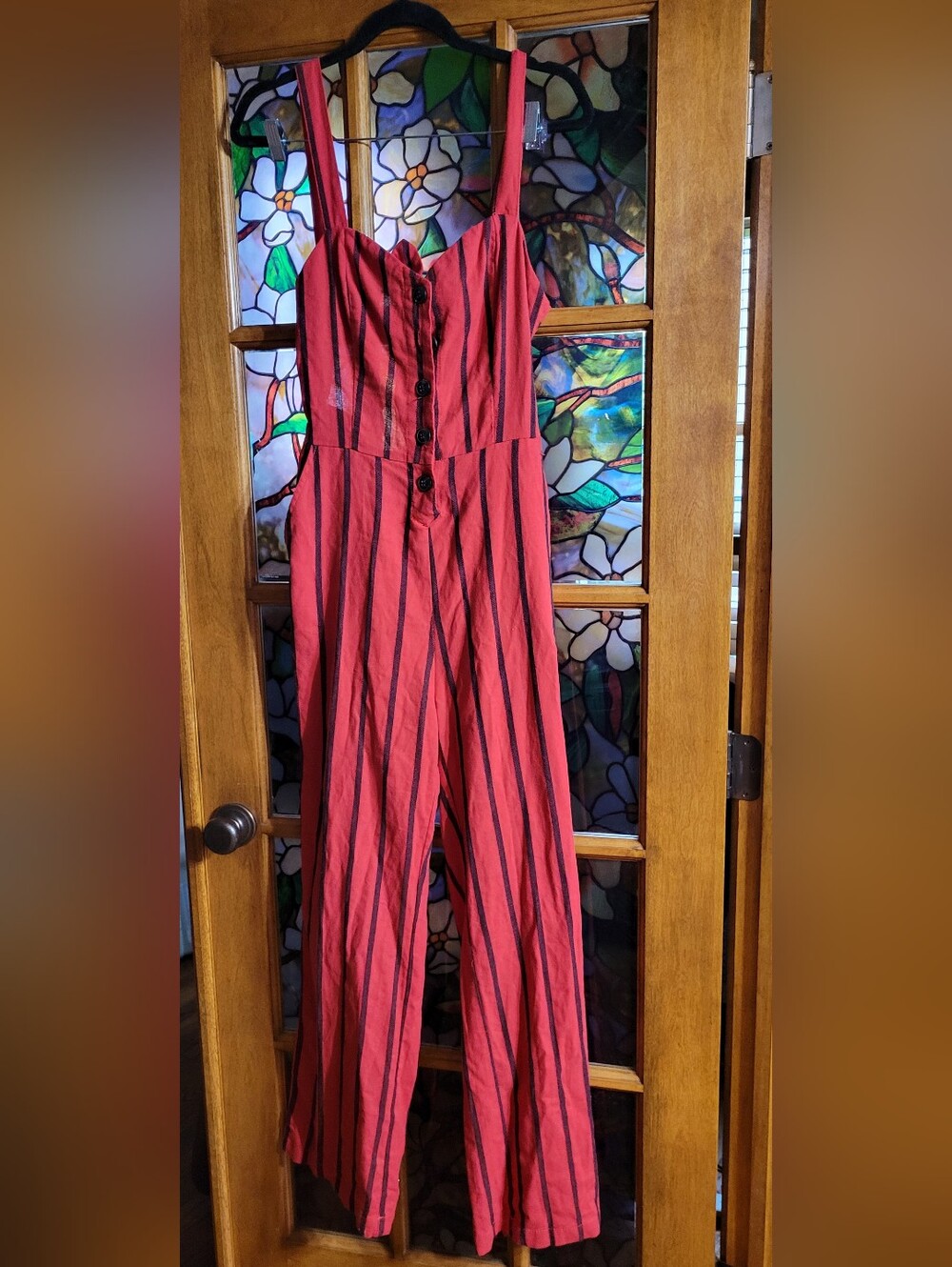 Red Black  Striped Wide-Leg Jumpsuit #32